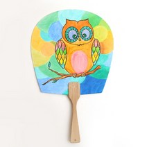 민화샵 부채만들기 종이부채 만들기 재료 전통공예, 01_평부채 만들기 입문형 (부엉이한마리)