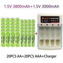 100% 기본 1.5V AA3.8Ah+AAA3.0Ah 충전 가능 배터리 NI-MH 1.5V 배터리 시계 마우스 컴퓨터 장난감 등 +, 12pcsAA+12pcsAAA+충전기