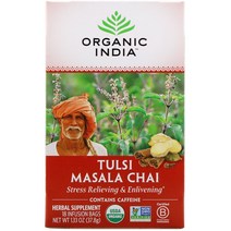 Organic India 툴시 차 마살라 차이 티백 18개 37.8g(1.33oz)