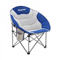 KingCamp Moon Saucer 레저 튼튼한 스틸 캠핑 의자 패딩 시트 컵 홀더 및 쿨러 백 포함 블루/그레이 원 사이즈