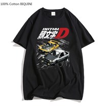 고급티셔츠 AE86 일본 애니메이션 이니셜 D 티셔츠 남성 여름 멋진 반팔 티셔츠 캐주얼 옴므 티셔츠 레이싱 드리프트 카 그래픽 코튼 티셔츠