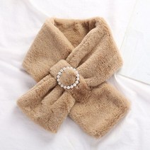 한국 인조 모피 따뜻한 플러시 크로스 칼라 스카프 목도리 진주 목줄 목 따뜻한 두꺼운 겨울