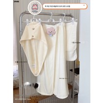 목욕 타월형 가운 랩타올 흡수속건 큐티샤스커트 여 목욕대수건 쓰리피스, 세조각세트/타올*핑크구름+드라이헤어캡+타월