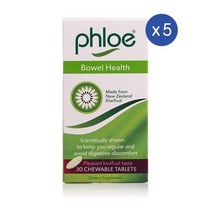 플로에 보웰 헬스 키위 추출물 프리바이오틱스 엔자임 츄어블 타블렛 30정 PHLOE BOWEL HEALTH CHEWABLE Prebiotics Kiwi Extract, 5개