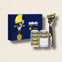 질레트 프로쉴드 옐로우 파워 면도기 + 면도날 7입, 옐로우 파워 1+6팩