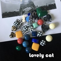 호피무늬 하트 체커보드 동그라미 지비츠세트 검정색 크록스 장식