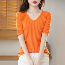 셔츠 2022년 코디가잘되는 칠부소매 반팔 T티 여성니트티