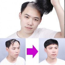 100%인모 정수리 수제 가발 남자 부분, 자연앞머리타입-대