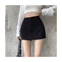 스커트 파운더스 Gyaru노출 방지 하이 웨스트 여성용 블랙 짧은 퀼로트 한 슬리밍 스트레치 시스 겨울 185075