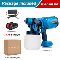 Kamolee 전기 스프레이건 무선 핸드 페인트 분무기 자동차 가구 스틸 코팅 에어 브러시 Makita 18-21V 배, 02 1x3.0Ah Battery_01 미국 플러그