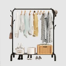 후크걸이타입 스탠드행거/스텐딩행거/스텐드행거/시스템행거/드레스룸정리/수납선반, A형-후크형(1열 1단)/블랙