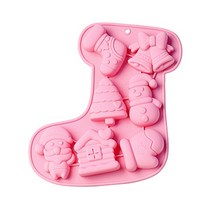 크리에이티브 크리스마스 테마 모양 폰단트 케이크 실리콘 몰드 초콜릿 몰드용, 핑크색