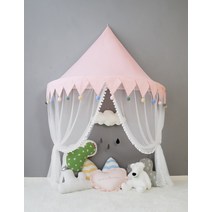 침대 캐노피 어린이 유아 여자아이 남자아이 방 인테리어 공주 커튼, 분홍색 눈  큰 1.45m + 모기장