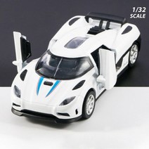 1:32 Koenigsegg Agera 슈퍼카 합금 자동차 금속 컬렉션 모델 귀여운 소리 및 빛, 하얀