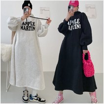 렛잇샤인 루즈핏 애나 기모 긴팔 캐쥬얼 후드 플레어 맥시 롱원피스