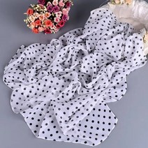 폴카 도트 쉬폰 스카프 실크 긴 부드러운 목도리 랩 비치 빈티지 여행 크리스마스 선물