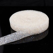 1 야드 바느질 트림 크리스탈 모티브 스트라스 핫 픽스 빛나는 수지 라인 석 리본 의류, 흰색 ab, 2cm 1야드