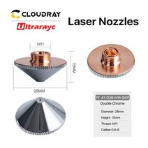 Ultrarayc 커팅 헤드 레이저 노즐 싱글 더블 크롬 도금 레이어 D28 캘리버 0.8-6.0mm Precitec WSX 파이버 커팅 호환, 1.5mm, Double Chrome Layer