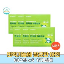 식약처인증 면역기능 피부건강 인지기능 개선 면역력증진 항산화 아연 셀레늄 비타민b6 판토텐산 비타민c 영양제 12개월분, 6박스 12개월분