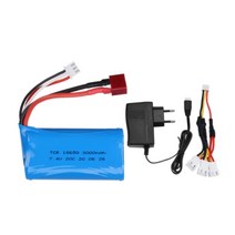 18650 7.4V 3000MAH lipo 배터리 2s Wltoys 12423 10428 12429 12401 12402 12402A RC 자동차 예비 부품 충전기 7.4V 20, 1개, 1pcs EU 3in1, 단일
