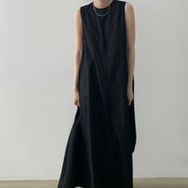 넷투넷코리아 여성 캐주얼 루즈핏 민소매 심플 단색 롱 맥시 원피스