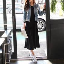 데일리앤 프로아 주름 긴팔 롱 원피스