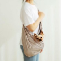(베이지)소형견 어깨패드 편한 애견슬링백 안심백 외출가방 나들이 캐리어