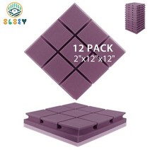 샌드위치 판낼 부자재 방음 폼 패널 12 Pcs 방음 폼 방음 패널 스튜디오 방음 흡수 벽 패널 장식 스폰지, 01 Medium Density_01 12 Pcs, 07 PMFK3x3-Purple
