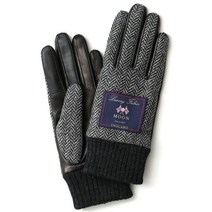 장갑 레이디스 스마트 폰 문 MOON 트위드 이탈리아 램 양가죽 캐시미어 안감 따뜻한 방한 그레이 그레이 회색 회색 색 여성 여성 통근 통학 캐주얼 비즈니스 리브 첨부 가죽 글로브 브랜드 일본제 KURODA(쿠로다)