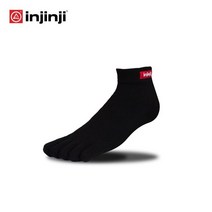 INJINJI 인진지 쿨맥스 양말 미니크루 발가락 양말 등산 양말 스포츠 양말, L, BLACK