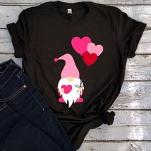 커플 시밀러 룩 그놈 풍선 발렌타인 데이 셔츠 하트 티 옷 하라주쿠 발렌타인데이 상의