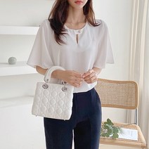 여자 나비 소매 진주 버튼 우아한 블라우스