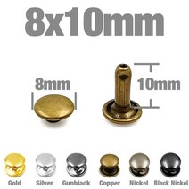 100Sets 5 ~ 12mm 금속 더블 캡 리벳 스터드 라운드 네일 스파이크 Leatcraft 수리 신발 가방 벨트 액세, Gun Black, 12 8x10mm_04 Gun Black