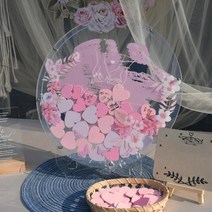 방명록 돌잔치 스몰웨딩 축하 행사장 하트 방명록, 65cm 라운드 하트 300