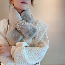 kosneo모피 칼라 스카프 여성 넥 가드 작은 스카프 퍼 머플러 토끼털목도리 숏머플러