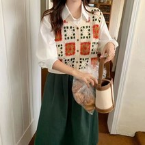셀럽당 베스트 펀칭 후크 자수 빈티지 얇은 베스트