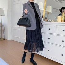 박남매 / 링클주름 쉬폰 롱 스커트 P000BJMK