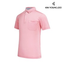 김영주 남성 잔줄지 반팔 카라 티셔츠