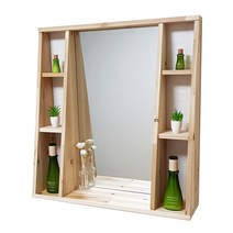 챠밍우드 원목 수납선반 벽거울, 삼나무 B타입