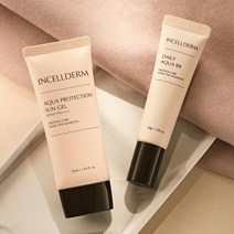 [본사QR부착정품100%]인셀덤 아쿠아 프로텍션 선젤+데일리 아쿠아 비비 크림 수분 메이크업 베이스 2종