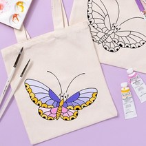 미니 에코백 만들기 재료 무지 천가방 꾸미기 세트 패브릭 도안 밑그림 보조 손가방 DIY 컬러링 키트 미술, 물고기(이벤트)