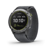 Garmin Enduro 태양열 충전 기능이 있는 울트라 퍼포먼스 멀티스포츠 GPS 시계 모드에서 최대 80시간의 배터리 수명 카본 그레이 DLC 티타늄 블랙 울트라핏 나일, Steel with Gray UltraFit Nylon