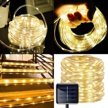 쏠라 태양광 100LED PVC투명관 조명등 태양열 정원등 야외 장식등, 태양광100LED호스줄조명등(전구색-노란빛)