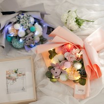 방울곰꽃다발 55cm P5(전구포함) FMBBFT 조화 졸업식, 핑크-전구(웜)