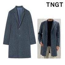 TNGT [20FW TNGT 남성]그레이블루 핸드메이드 케시미어 원버튼 코트_TGCO0D161T2