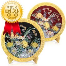 명품 나전 금장 국화 쟁반(대한민국 명장 김용관작품), 검