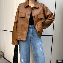 가바바 여성 라이더자켓 귀여움 어필 오버핏 가죽자켓 G56143