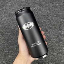 창의적트렌디한 흐르는물 플립 원터치캔 스테인레스 보온 텀블러, T19-플립형 블랙바탕 배트맨(컵