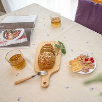 광목자수 라벤더 테이블커버 식탁보, 네츄럴