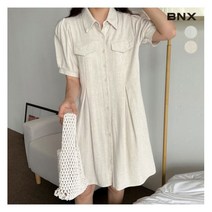 [BNX] 여성 꽃잎 카라 배색 원피스